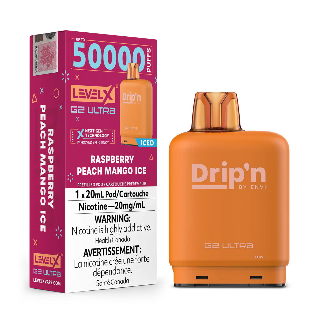 Raspberry Peach Mango Ice by Level X Drip'n G2 Ultra 50K