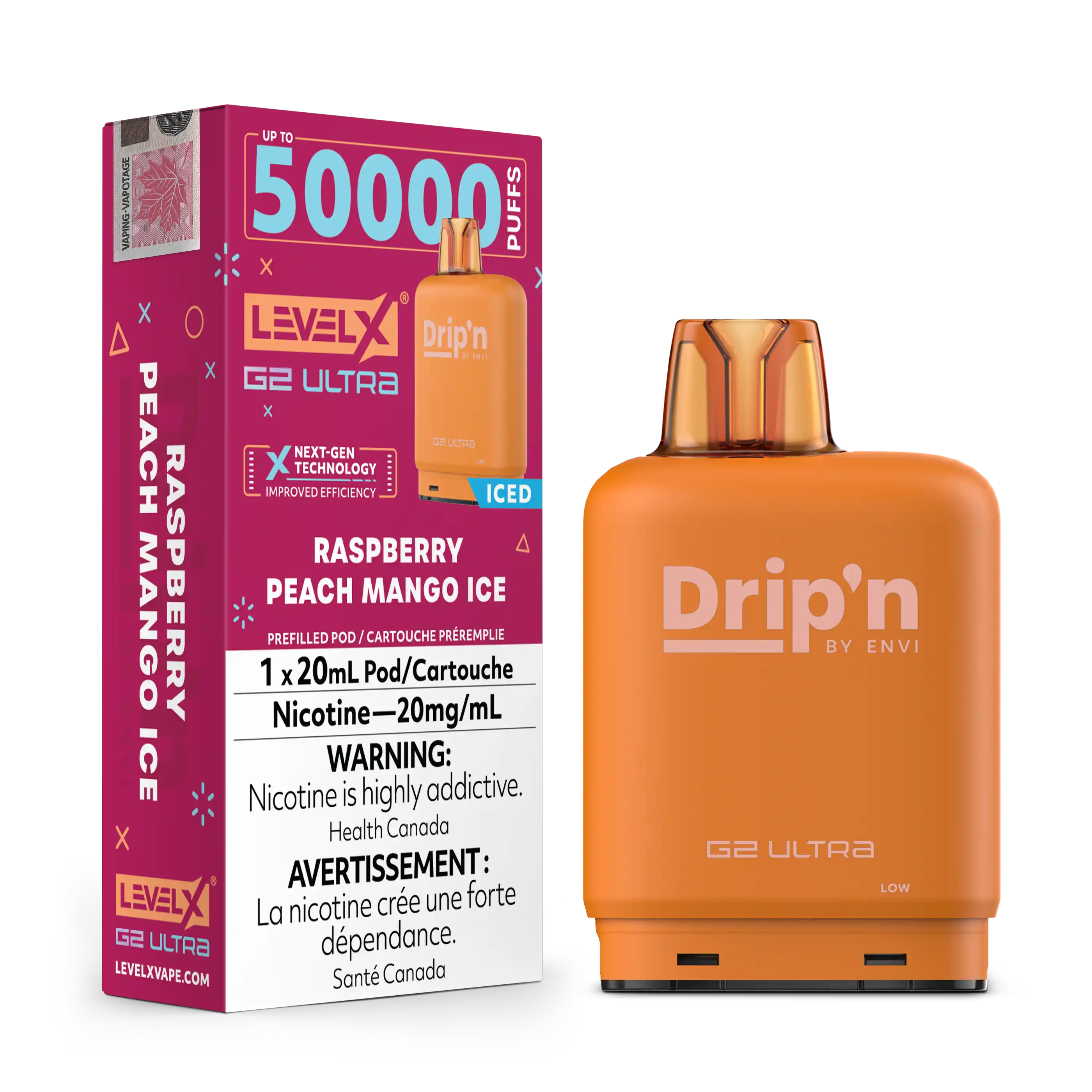 Raspberry Peach Mango Ice by Level X Drip'n G2 Ultra 50K