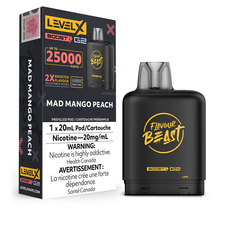 Mad Mango Peach Flavour Beast Boost G2 Pods 25K