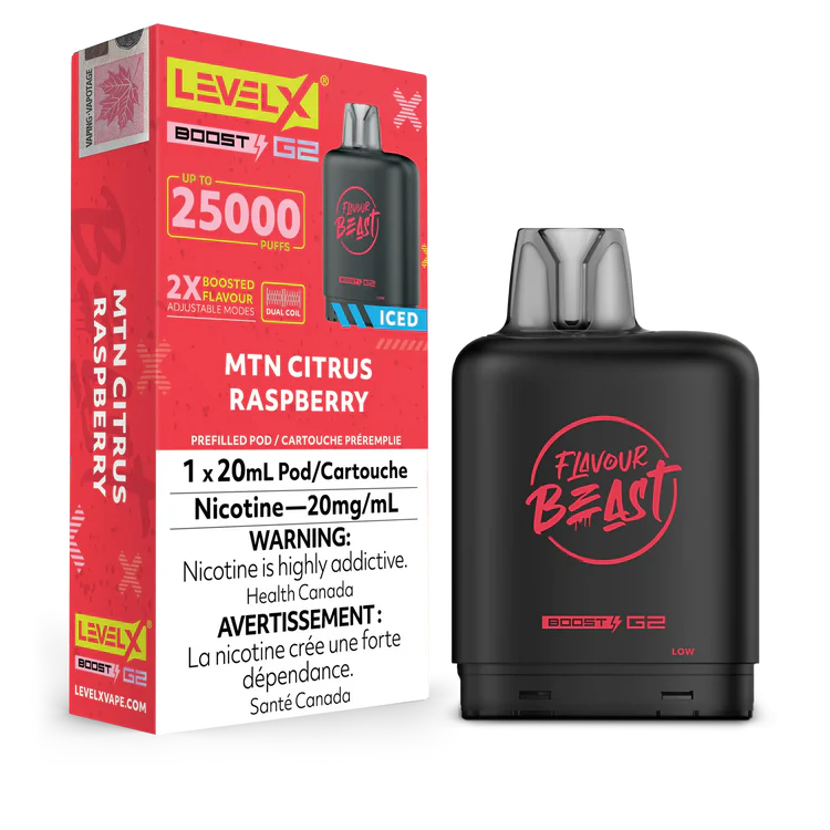 Mtn Citrus Raspberry Flavour Beast Boost G2 Pods 25K