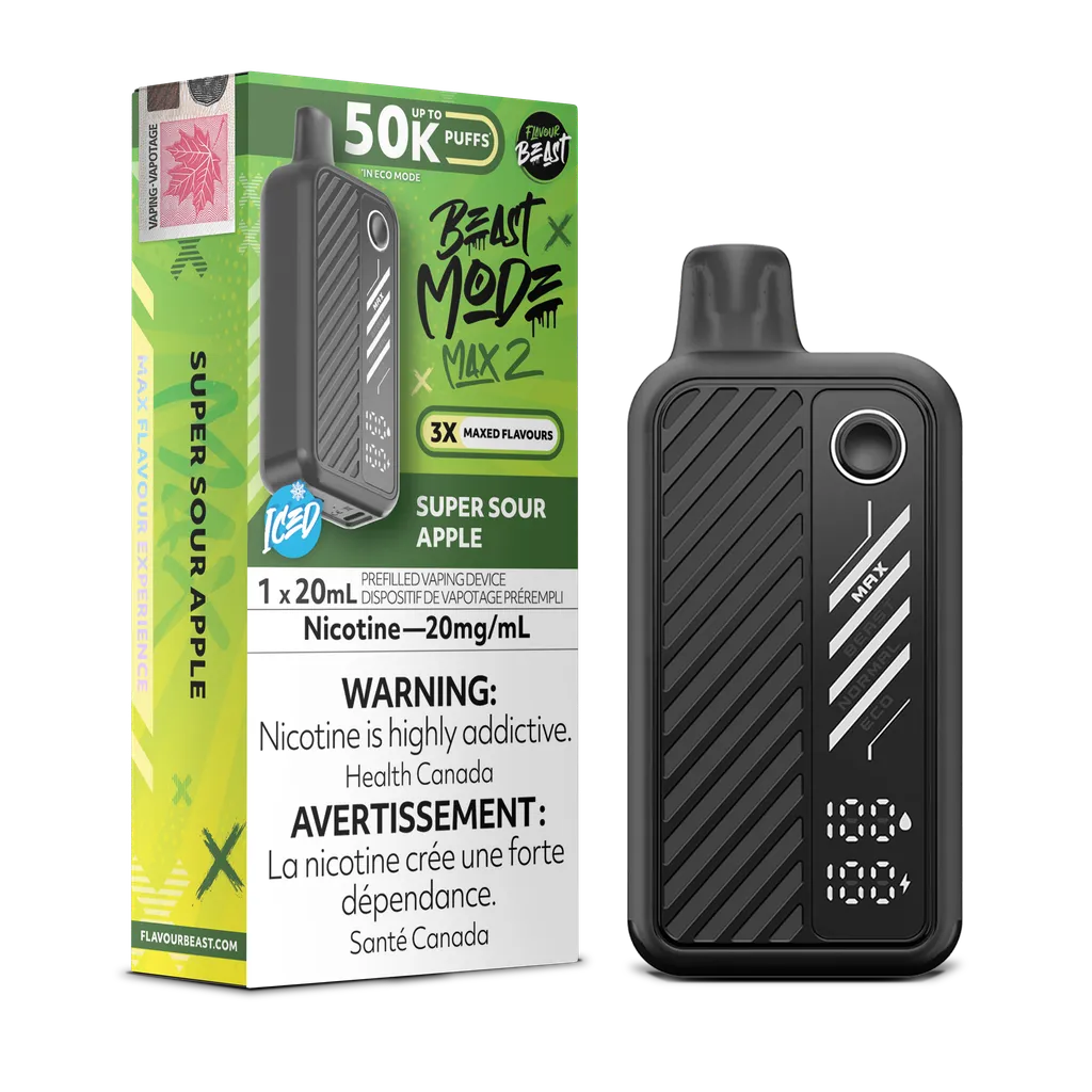 Super Sour Apple Iced Flavour Beast Mode Max 2 - Disposable 50K by FLAVOUR BEAST