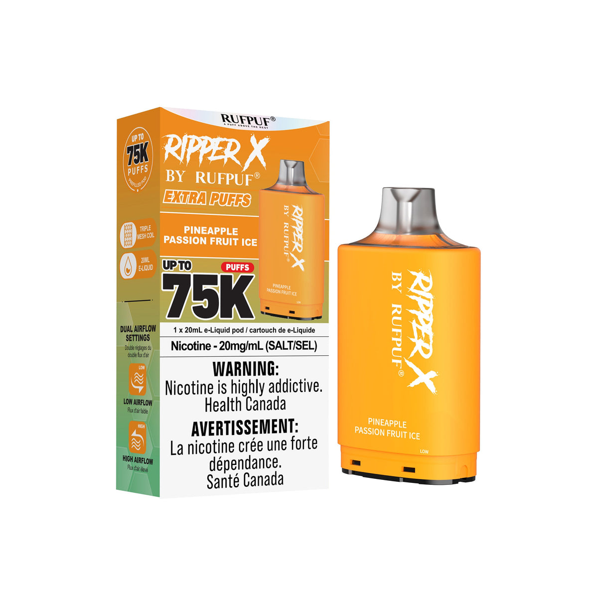 Pineapple Passion Fruit Ice Rufpuf Ripper X Pods 75K