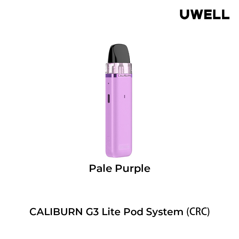 Uwell Caliburn G3 Lite Pod Kit in black, showing front, back, side views, and top/bottom of the pod.