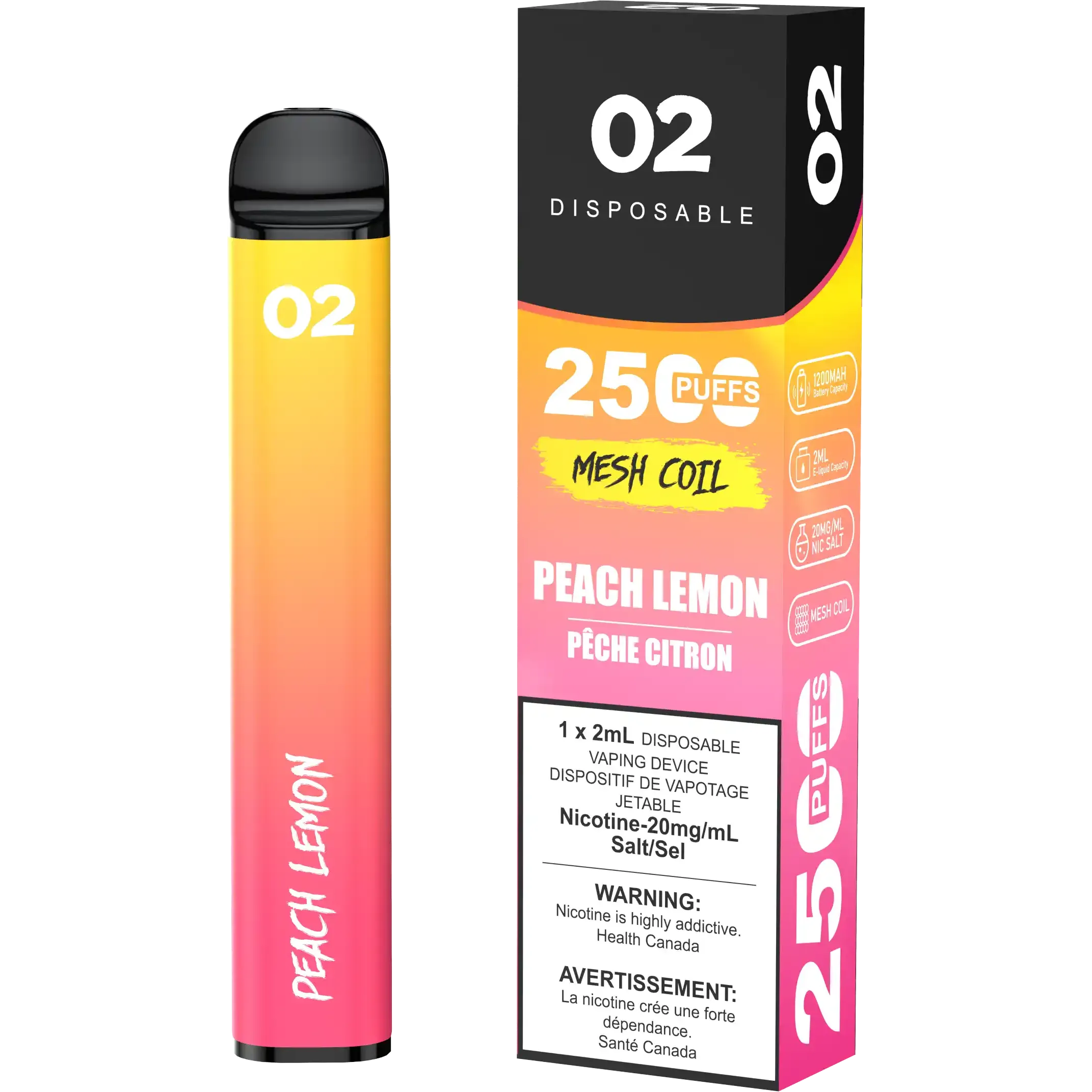 Peach Lemon O2 - Disposable 2.5K