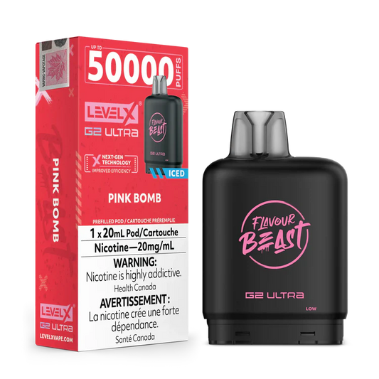 Pink Bomb Iced by Level X Flavour Beast G2 Ultra 50K