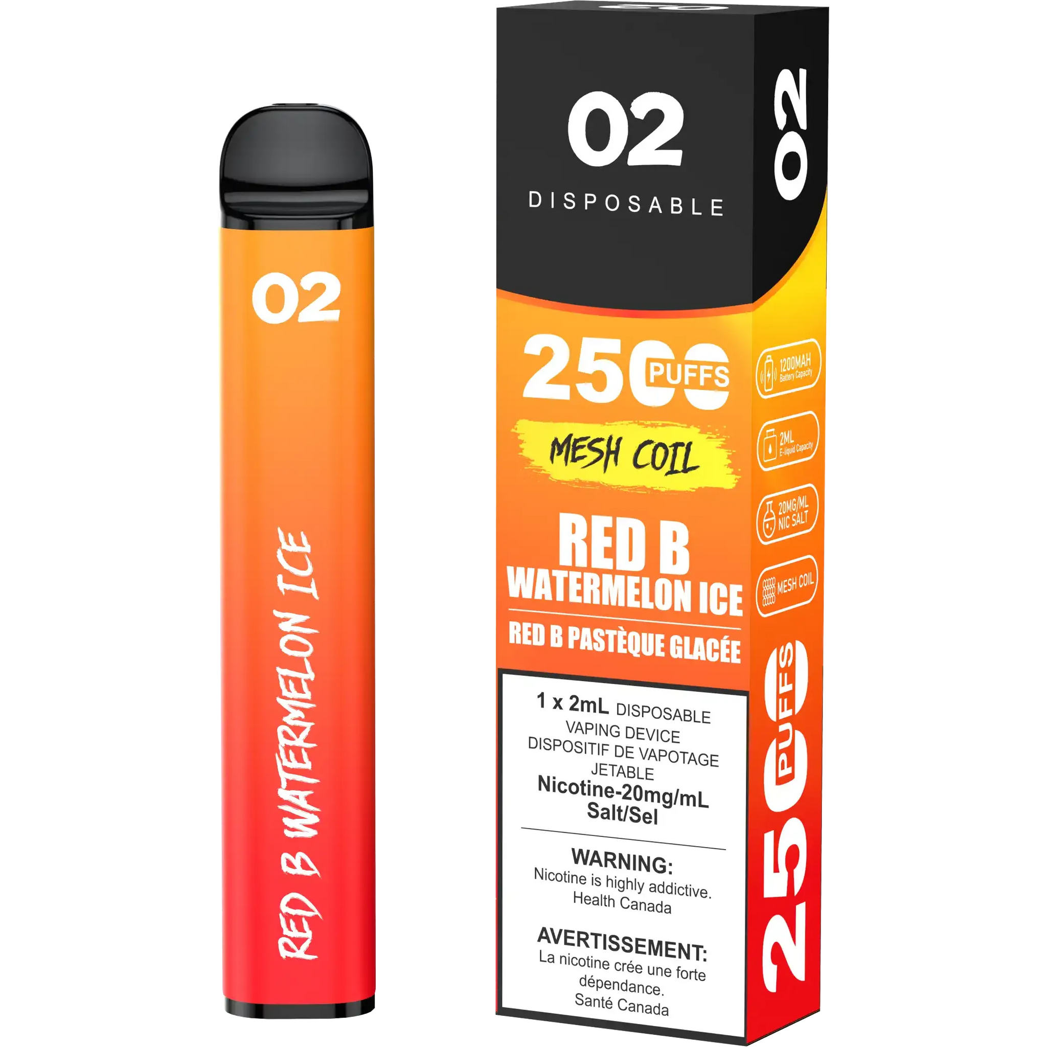 Red B Watermelon Ice O2 - Disposable 2.5K
