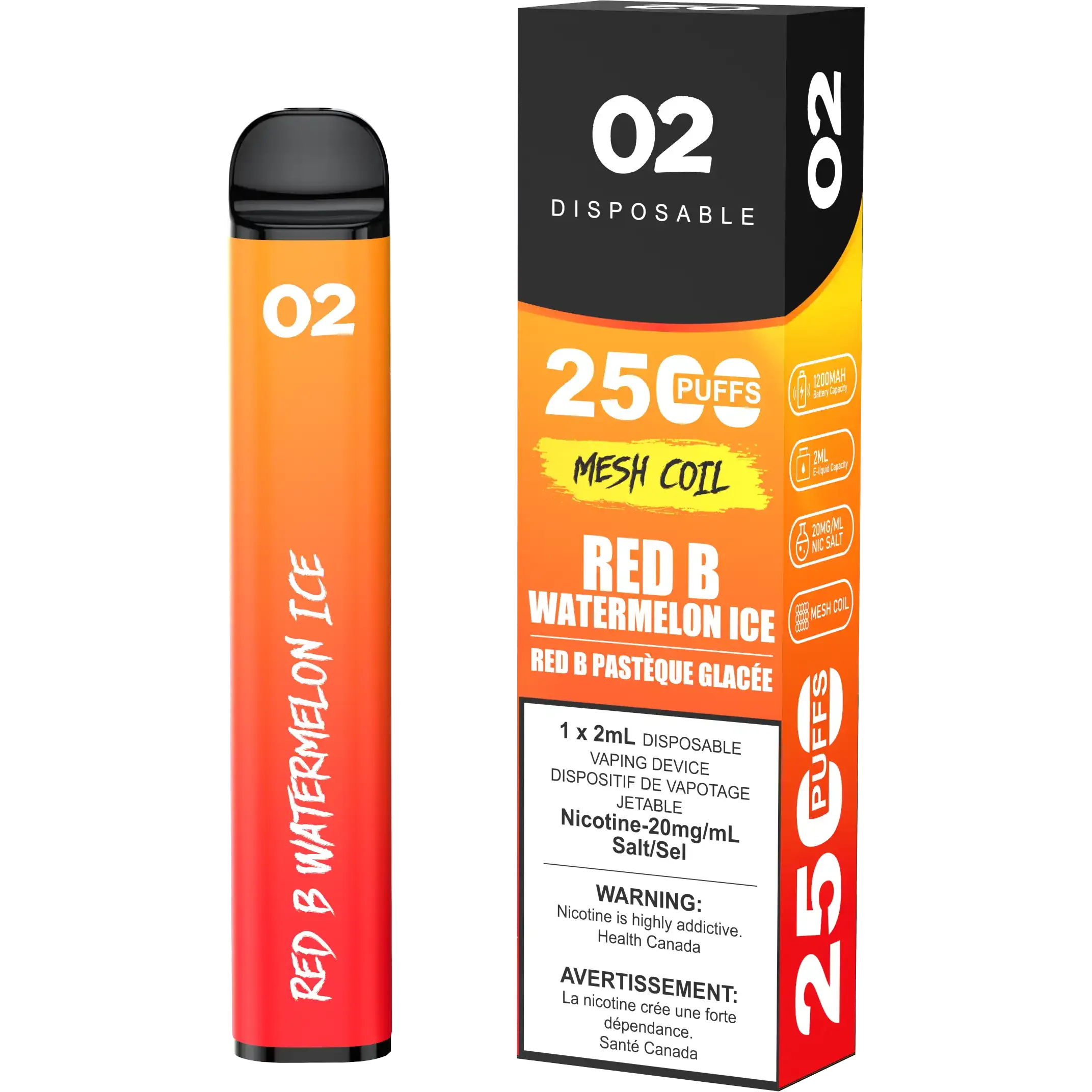 Red B Watermelon Ice O2 - Disposable 2.5K