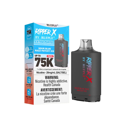Sour Blue Razz Catchy Ice Rufpuf Ripper X Pods 75K