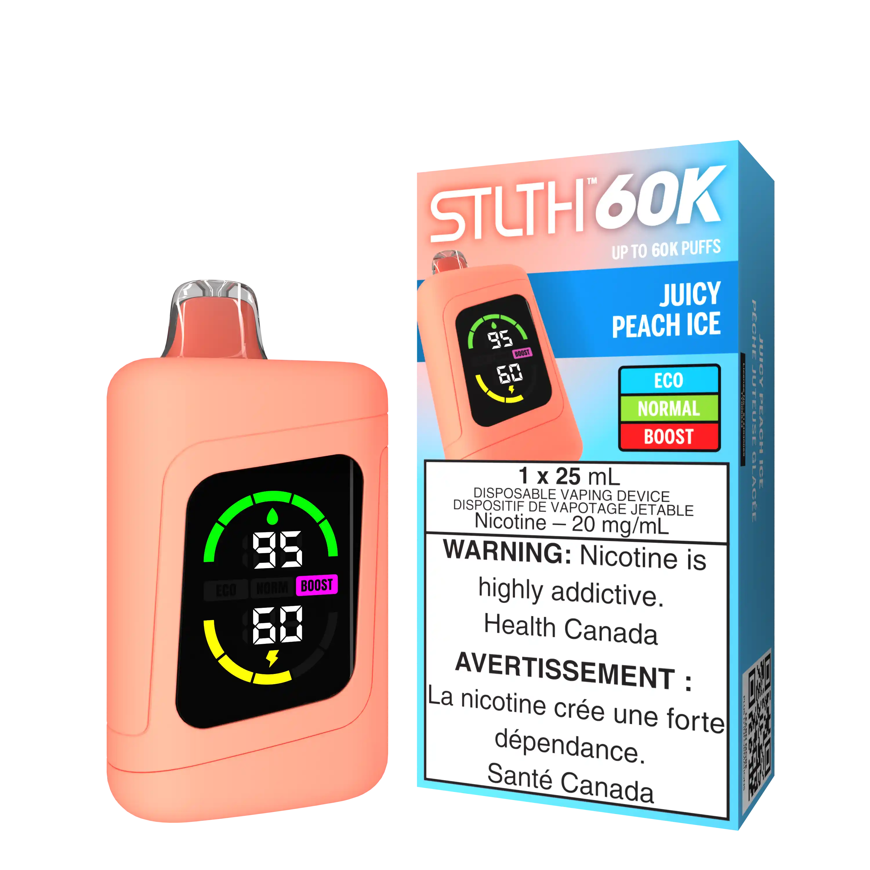 Juicy Peach Ice Stlth 60K - Disposable Vape by STLTH