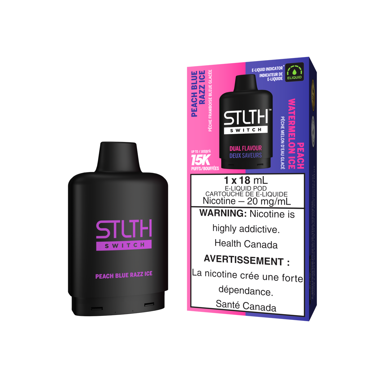 Stlth Switch - Pods (PROVINCIAL) (15K puffs) - Peach Blue Razz Ice & Peach Watermelon Ice
