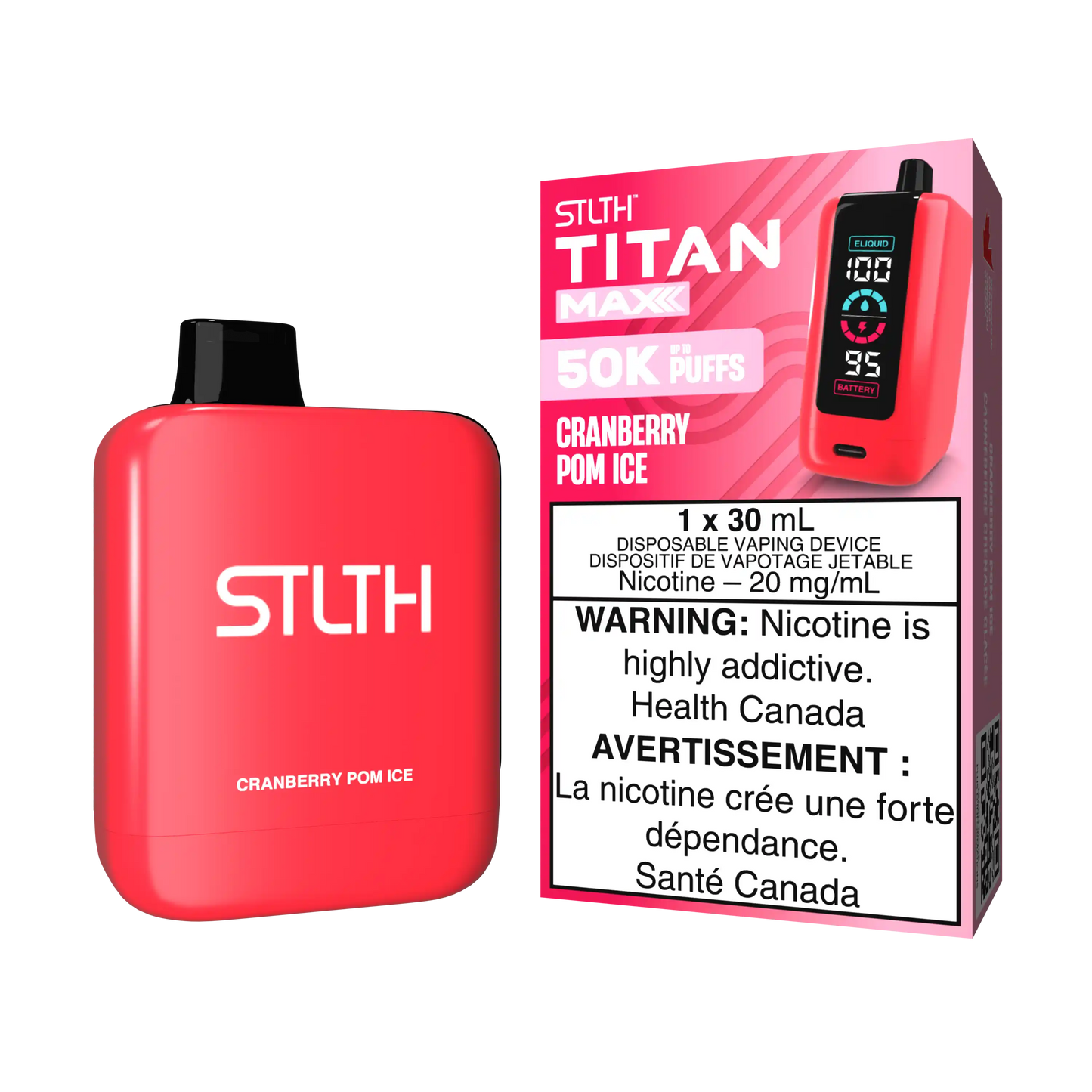 Cranberry Pom Ice Stlth Titan Max - Disposable 50K