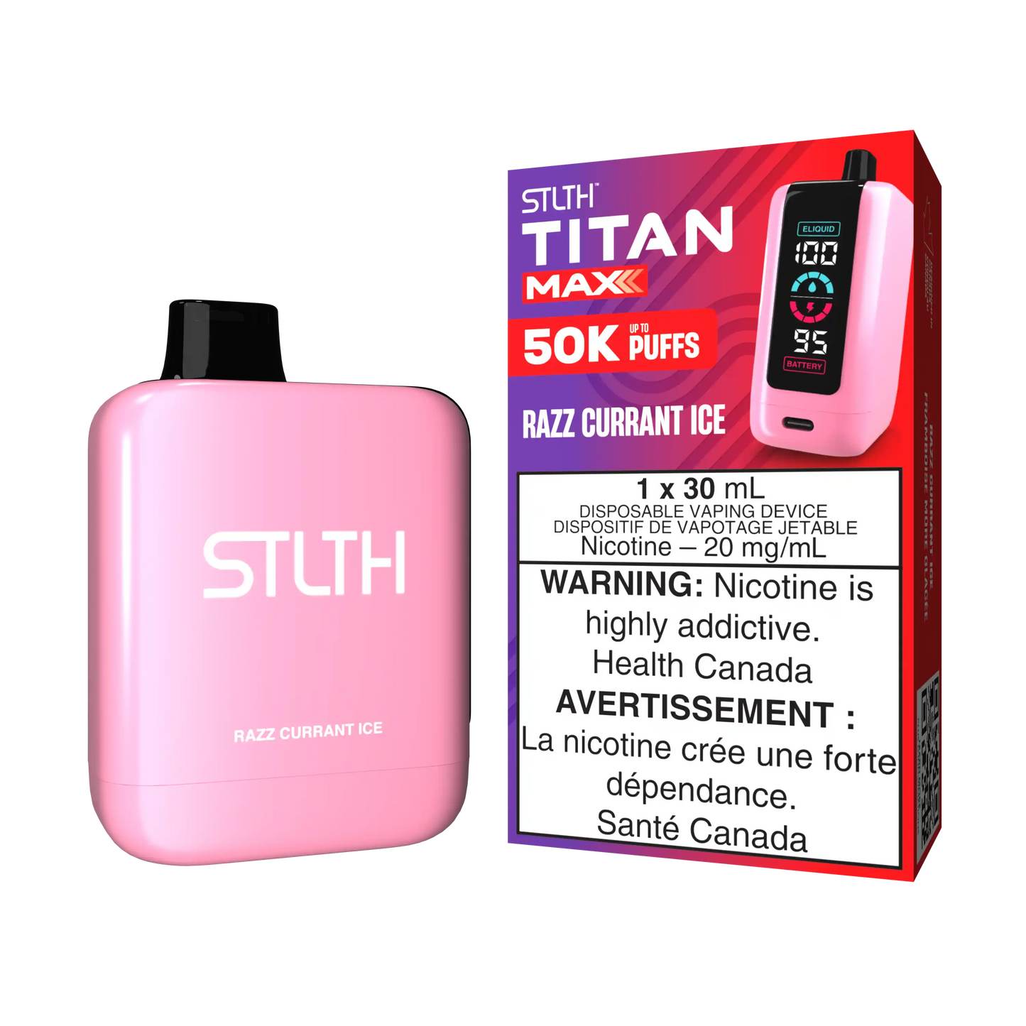 Razz Currant Ice Stlth Titan Max - Disposable 50K