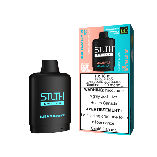 Stlth Switch - Pods (PROVINCIAL) (15K puffs) - Blue Razz Lemon Ice & Juicy Peach Ice