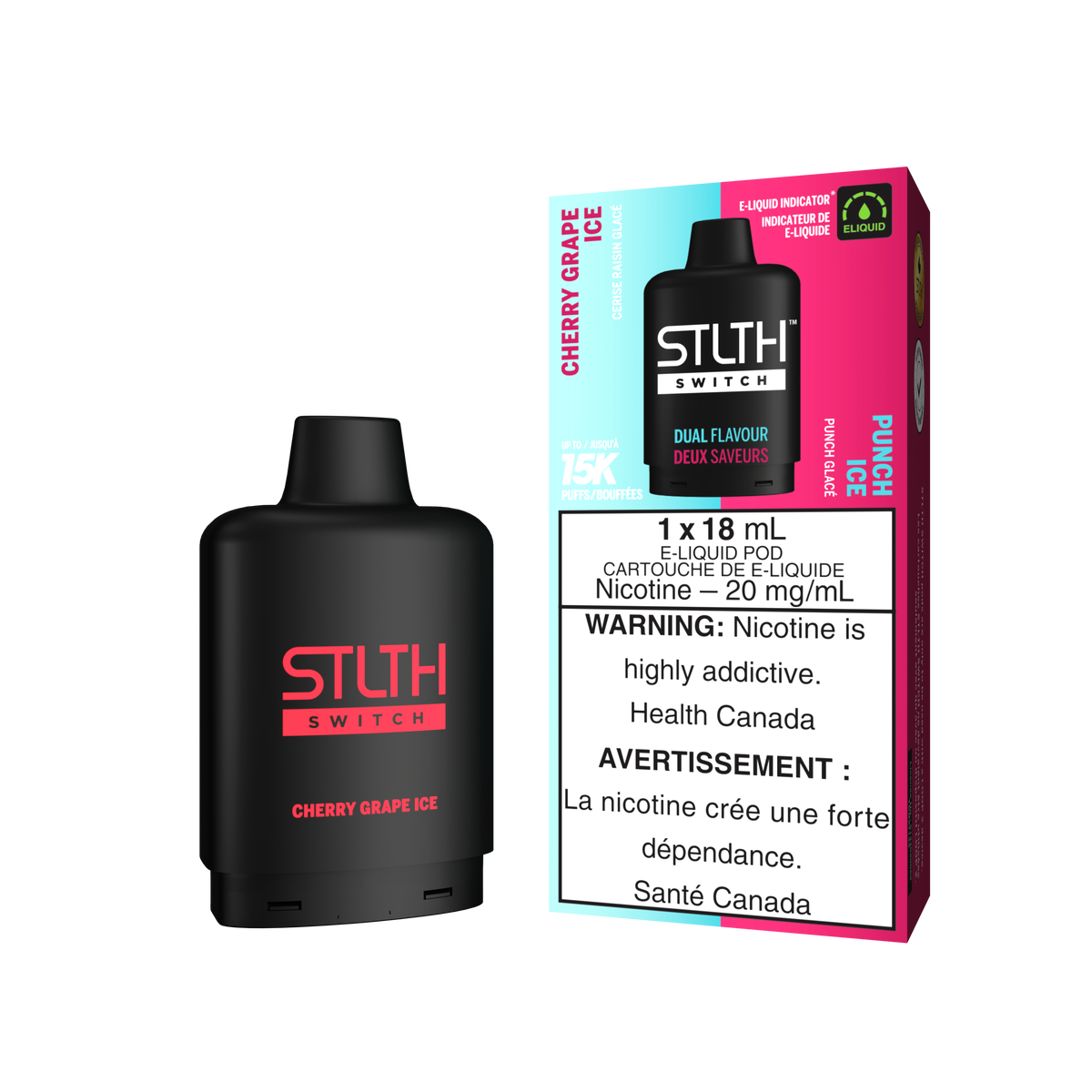 Stlth Switch - Pods (PROVINCIAL) (15K puffs) - Cherry Grape Ice & Punch Ice