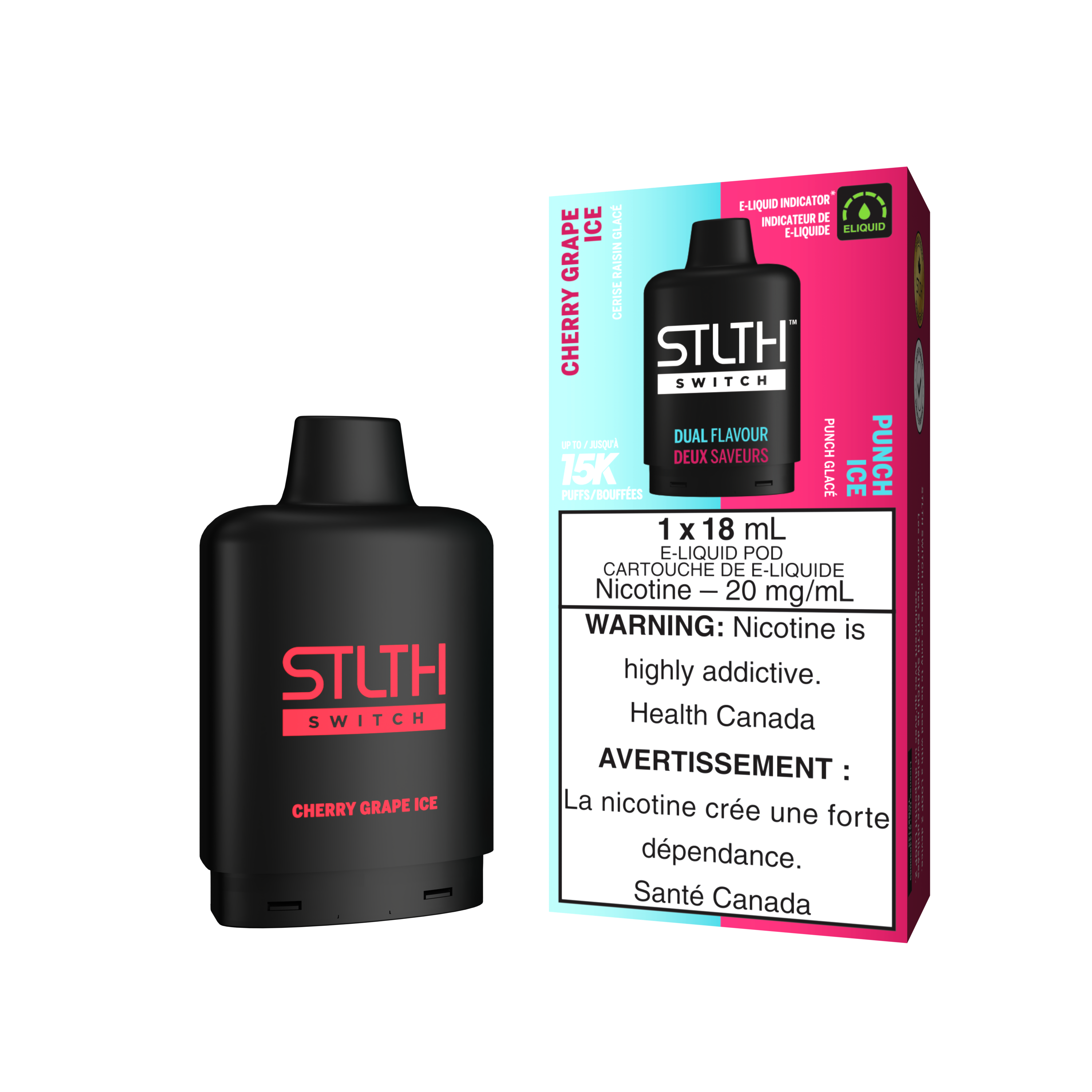 Stlth Switch - Pods (PROVINCIAL) (15K puffs) - Cherry Grape Ice & Punch Ice