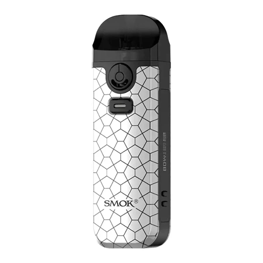 SMOK Nord 4 Kit with a vibrant rainbow honeycomb pattern, black mouthpiece, and display screen.