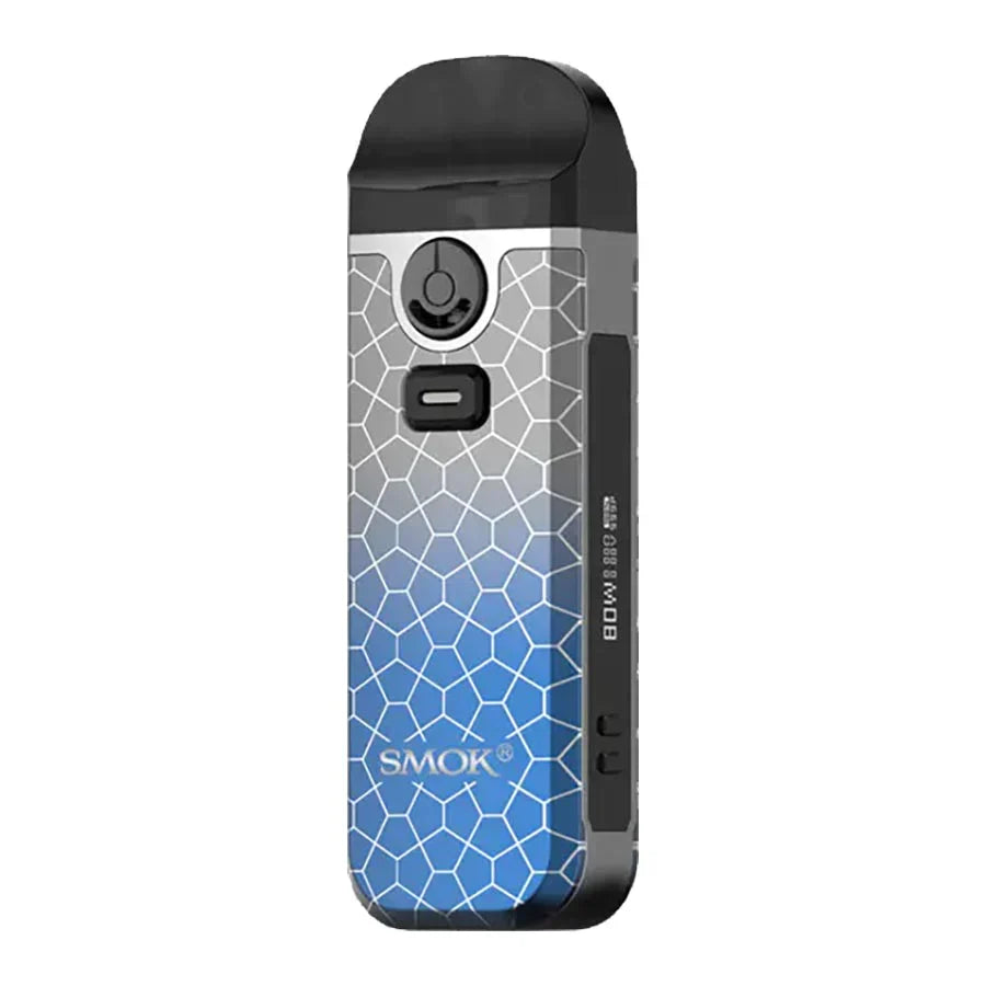 SMOK Nord 4 Kit with a vibrant rainbow honeycomb pattern, black mouthpiece, and display screen.