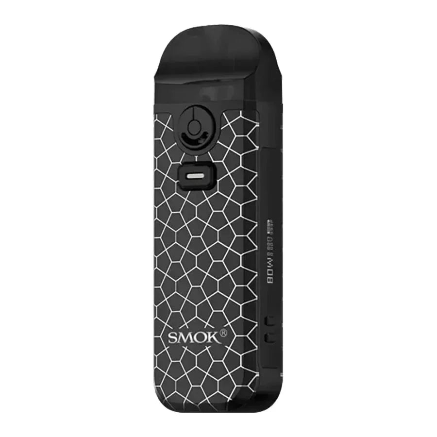 SMOK Nord 4 Kit with a vibrant rainbow honeycomb pattern, black mouthpiece, and display screen.