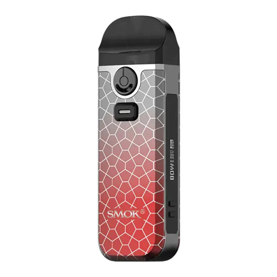 SMOK Nord 4 Kit with a vibrant rainbow honeycomb pattern, black mouthpiece, and display screen.
