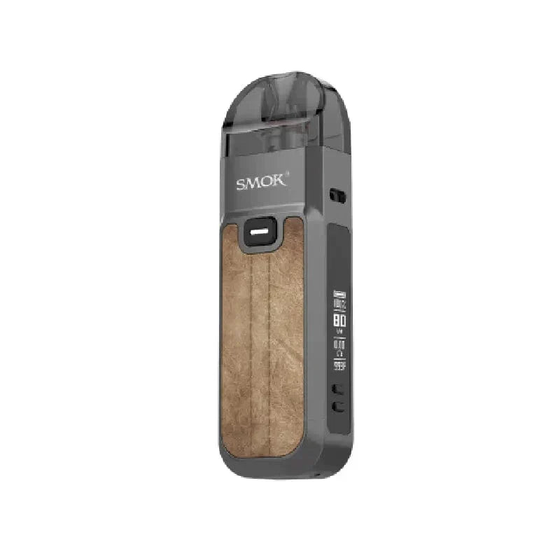 SMOK Nord 5 Kit in grey with textured panel, clear pod, and digital display showing "80".