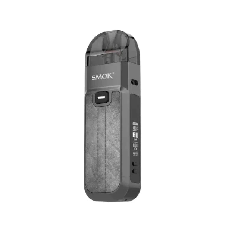SMOK Nord 5 Kit in grey with textured panel, clear pod, and digital display showing "80".