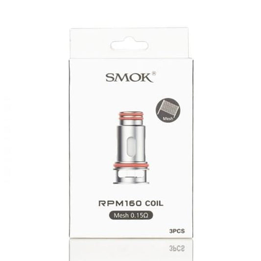 SMOK RPM 160 Mesh 0.15Ω coils in a white retail box, showing one silver coil with red O-rings.