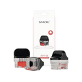 SMOK RPM 2 Replacement Pods with black mouthpiece and clear reservoir, shown with product packaging.