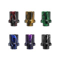 Six SMOK Thallo drip tips in assorted resin colors: red/black, gold, green, blue, purple, and black.