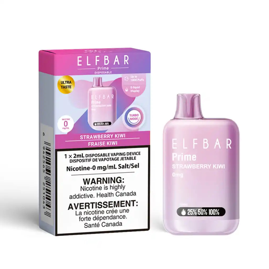 Strawberry Kiwi ELF Bar Prime 1800 Zero Nicotine - Disposable