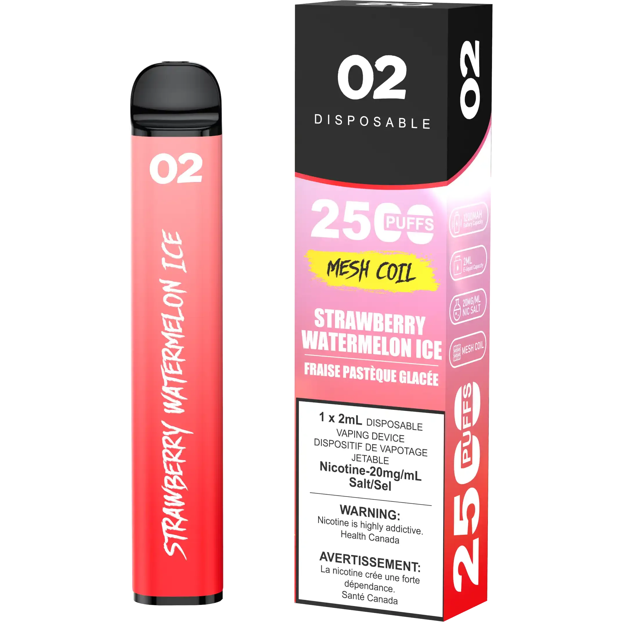 Strawberry Watermelon Ice O2 - Disposable 2.5K