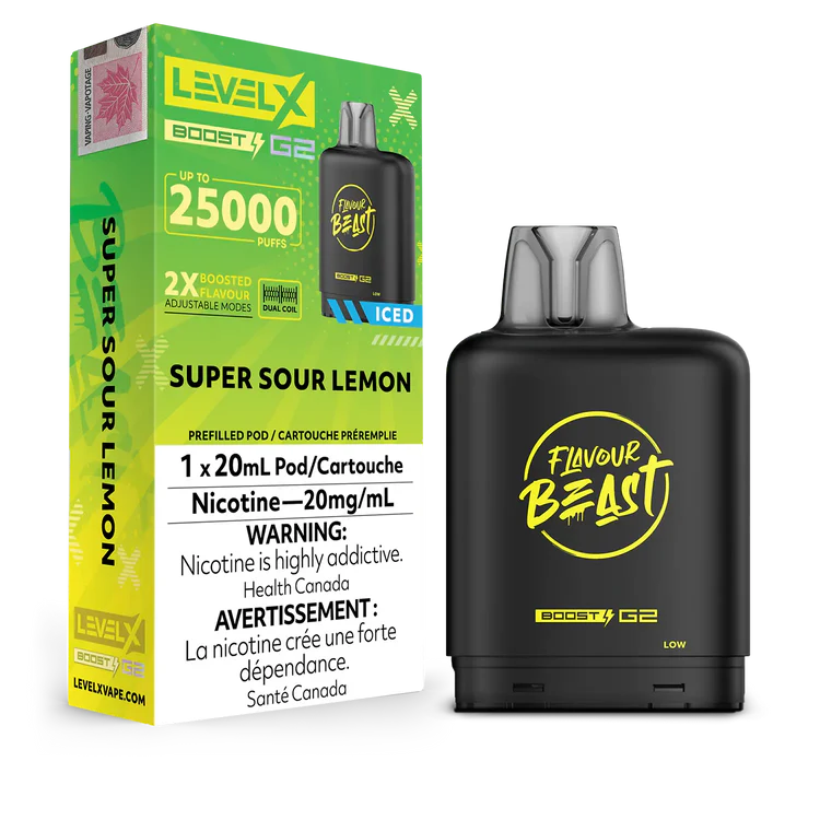 Super Sour Lemon (Iced) Flavour Beast Boost G2 Pods 25K