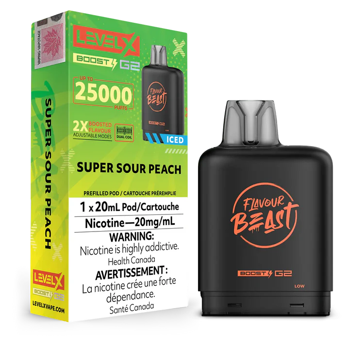 Super Sour Peach (Iced) Flavour Beast Boost G2 Pods 25K