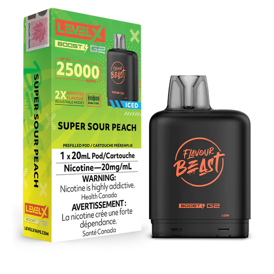 Super Sour Peach (Iced) Flavour Beast Boost G2 Pods 25K
