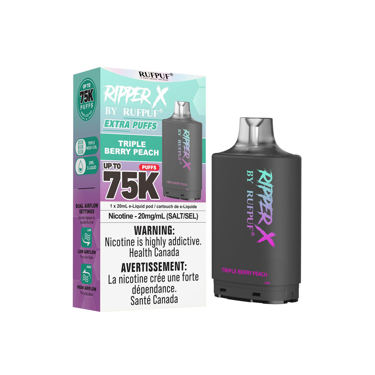 Triple berry Peach Rufpuf Ripper X Pods 75K