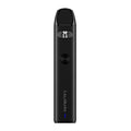 Silver Uwell Caliburn A2 Pod Kit with black mouthpiece, firing button, and green LED light.