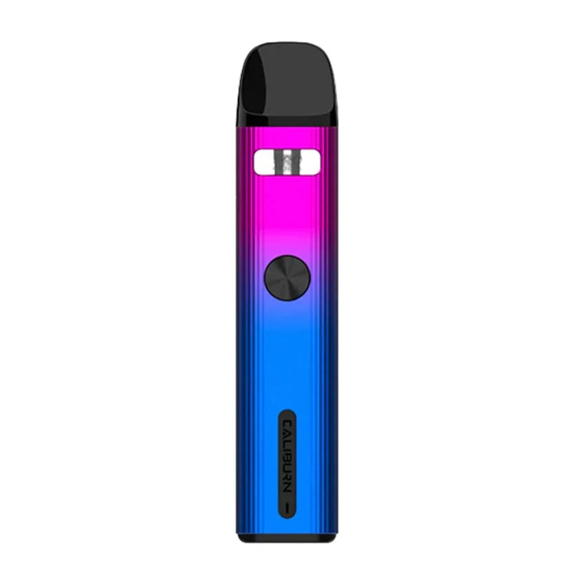 Uwell Caliburn G2 Pod Kit in gradient green to orange, sleek design with black mouthpiece and button.