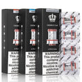 Uwell Crown 4 replacement coils, 4-packs in black boxes with red-accented coils visible.
