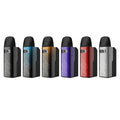 Uwell Caliburn GZ2 Pod Kit in six colors: black, blue, gold, purple, red, and silver.
