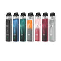 Seven Vaporesso XROS Pro Pod Kits in various colors: black, blue, green, orange, pink, red, and silver.