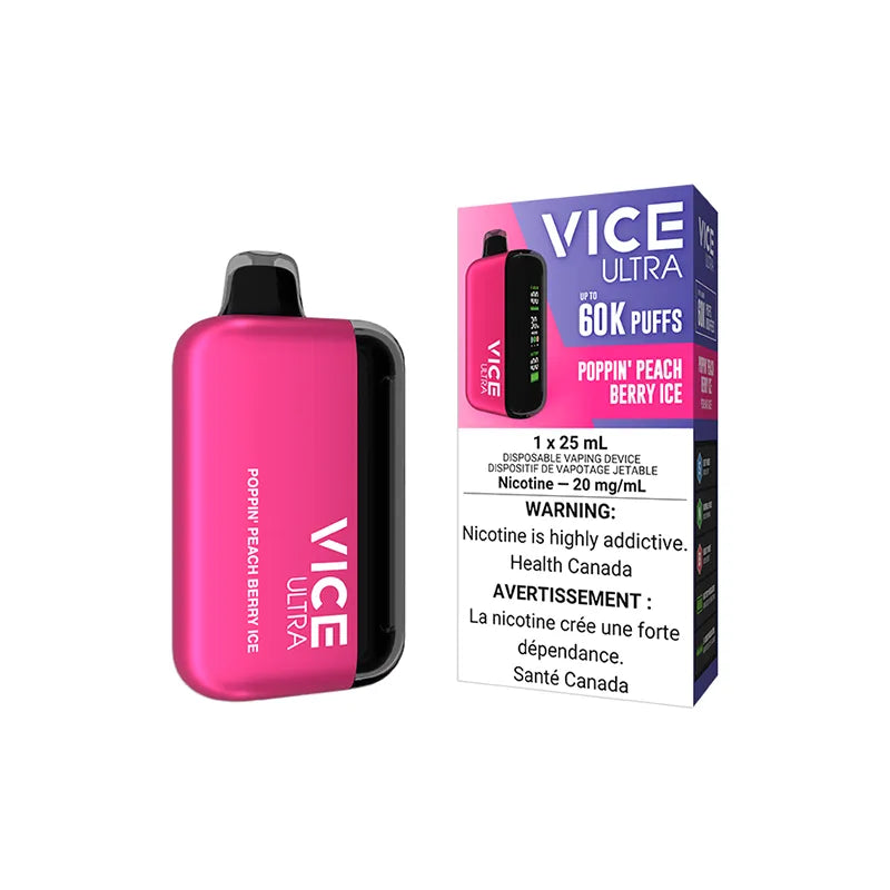 Poppin Peach Berry Ice Vice Ultra - Disposable 60K