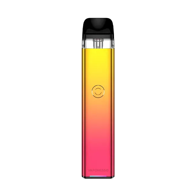 Vaporesso XROS 3 Pod Kit in a purple to black gradient finish with a black mouthpiece and central button.