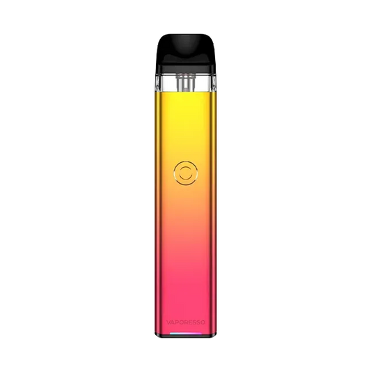 Vaporesso XROS 3 Pod Kit in a purple to black gradient finish with a black mouthpiece and central button.