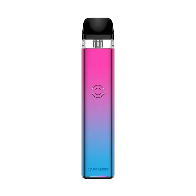 Vaporesso XROS 3 Pod Kit in a purple to black gradient finish with a black mouthpiece and central button.