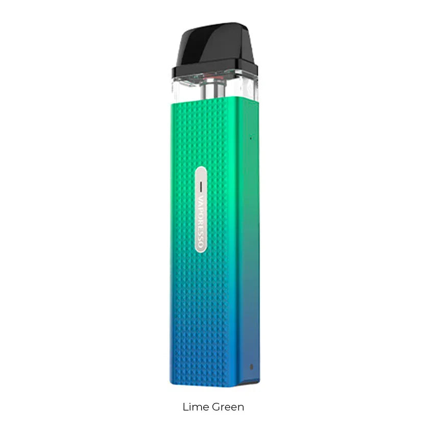 Vaporesso XROS Mini Pod Kit in a vibrant green, sleek rectangular design with a black mouthpiece.