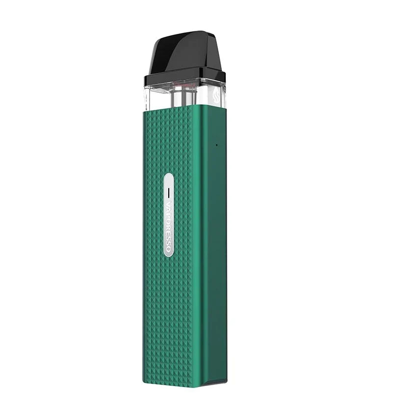 Vaporesso XROS Mini Pod Kit in a vibrant green, sleek rectangular design with a black mouthpiece.