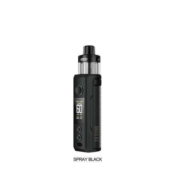 Voopoo Drag S2 Mod Pod Kit in Moss Green, featuring a textured grip and clear 5mL pod.