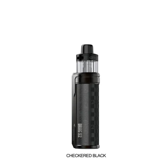 Voopoo Drag S2 Mod Pod Kit in Moss Green, featuring a textured grip and clear 5mL pod.
