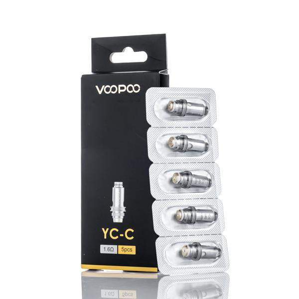Voopoo Finic AIO YC-C 1.6Ω replacement coils, 5-pack, in silver metal and white blister packaging.