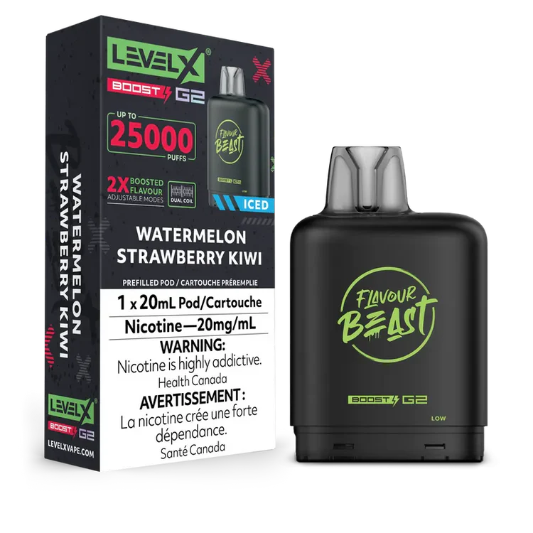 Watermelon Strawberry Kiwi Iced Flavour Beast Boost G2 Pods 25K
