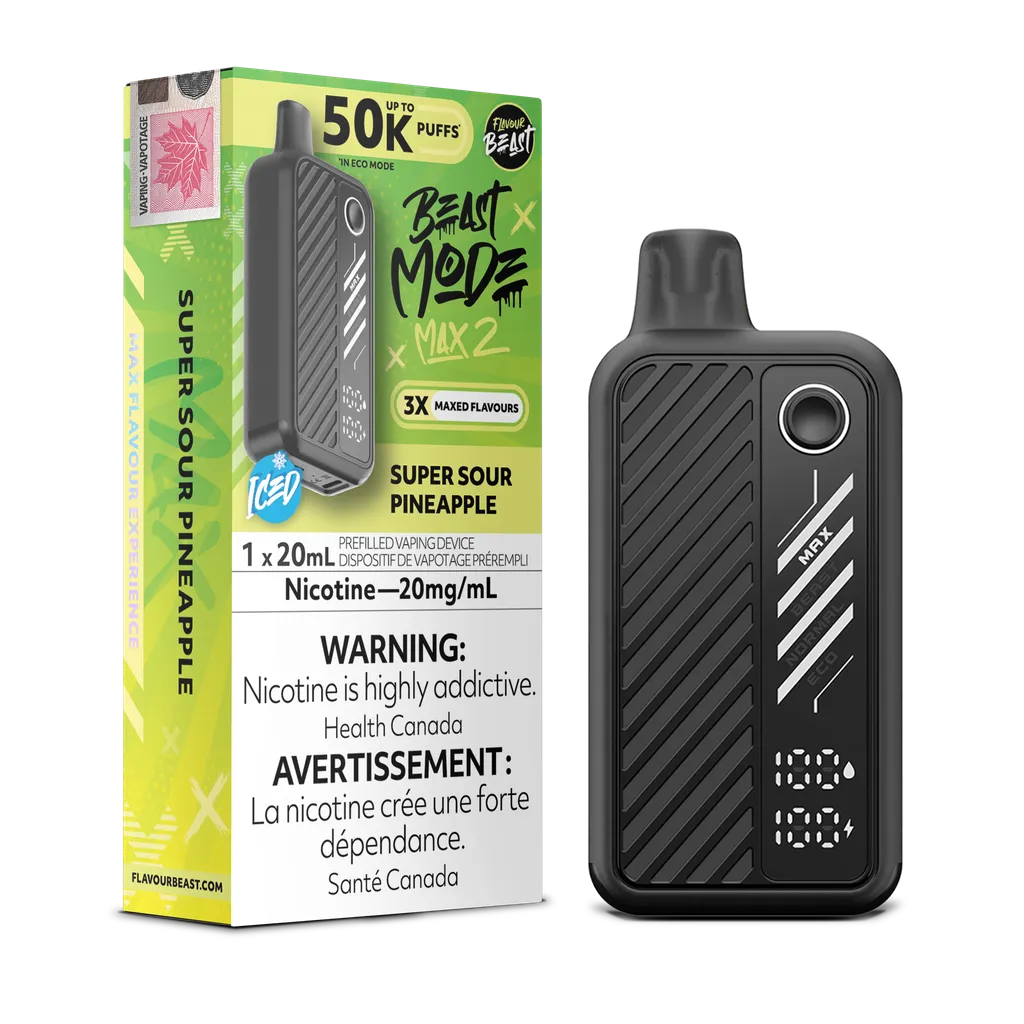 Super Sour Pineapple Iced Flavour Beast Mode Max 2 - Disposable 50K by FLAVOUR BEAST